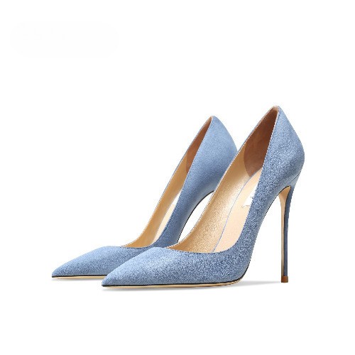 Real Leather Suede High Heels Slim Heels with Pointed Toes,  Single Heel Shoes