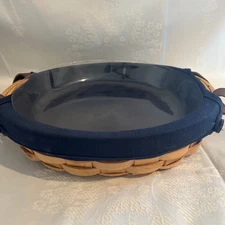 2 Taskets Renaissance Wooden Round Baskets With Liners 11” Diameter And Leather