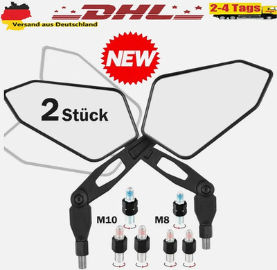 1 Paar Satz Motorrad Spiegel E-geprüft 360° Rückspiegel Universal M10 M8 Gewinde