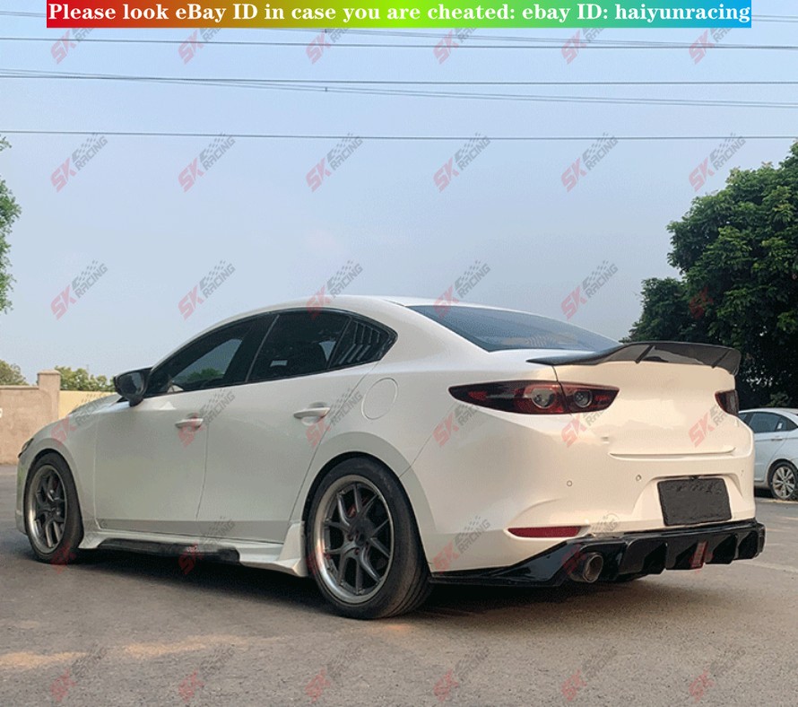 For 2019 -2025 Mazda 3 Sedan Glossy Black FRP Rear Tail Trunk Spoiler ...