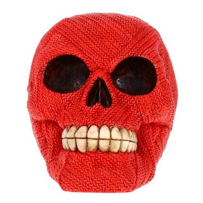 Small Size Resin Knit Skull Statue Calacas Red Human Skull Sculpture Zombie F...