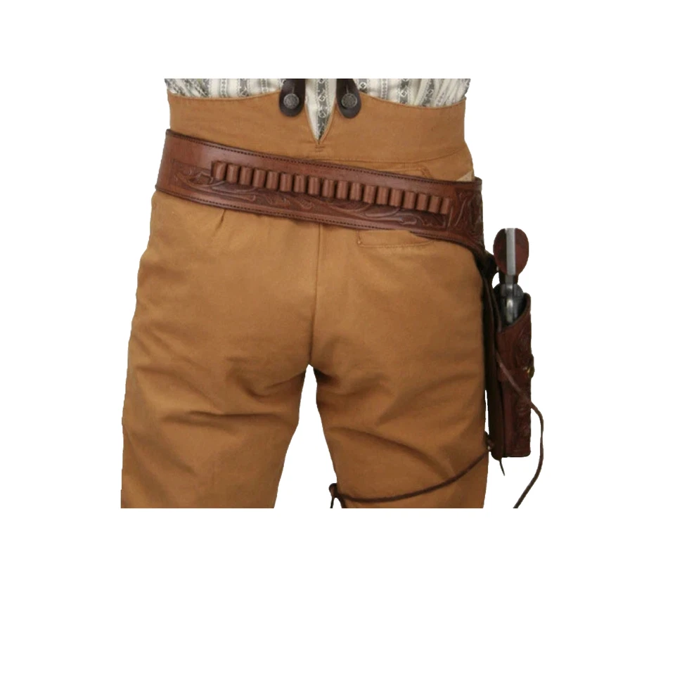 Western Gun Holster Belt Leather Revolver Pistol Tooled .22 .22Lr.357 .44/45 Cal - Image 4 of 4