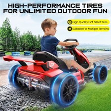 24V Electric Go Kart for Kids 2x150W Powerful Drift Kart w/ Adjustable Seat Gift