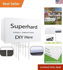 Versatile 4 Pack Blank Yard Signs 17"x12" with Metal Stakes - Customizable Decor