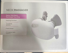 Heated Rechargeable Neck Massager, 3 Speeds, USB Type-C Charging, 2 Heads
