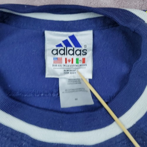 Maglione girocollo vintage ADIDAS originale logo uomo taglia 2XL blu 3 righe - Foto 10 di 24