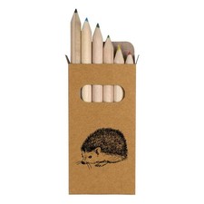 6 x 'Hedgehog' Short 85mm Pencils / Coloured Pencil Set PE00024489 