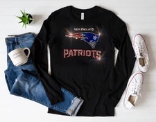 New England Patriots Bling UNISEX New Crewneck Long Sleeve Bling T-shirt  Sm-4X
