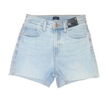 NWT Express Shortie High Rise Blue Light Wash Denim Jean Shorts Size 0 NEW 55