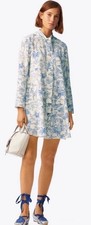Tory Burch Printed Bow ShirtDress Sz 6 $598 Garden Veil Far & Away Toile
