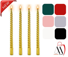 Gold Candles, 10''  Set of 4 Spiral Twisted Dinner Candles 7 Hour Burn Time --