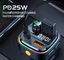 Bluetooth Car FM Transmitter Wireless Adapter Fast Charger PD Mp3 ThanksGiving