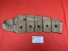 Original WWI Ammo Belt Rifle Cartridge Webbed Gear NAMED
