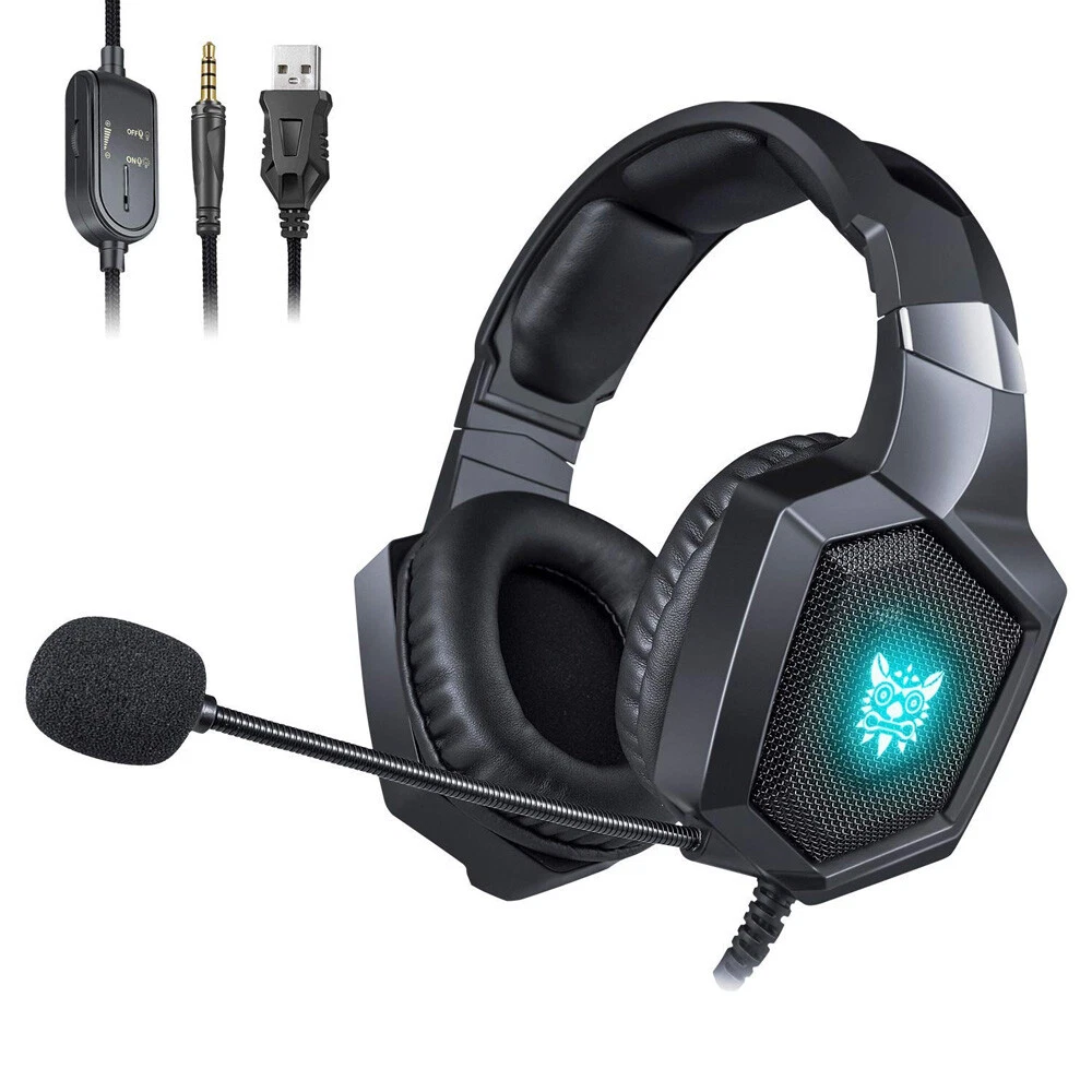 Onikuma K8 Wired Stereo Over Ear Gaming Headset with RGB Light 3.5mm Audio Jack