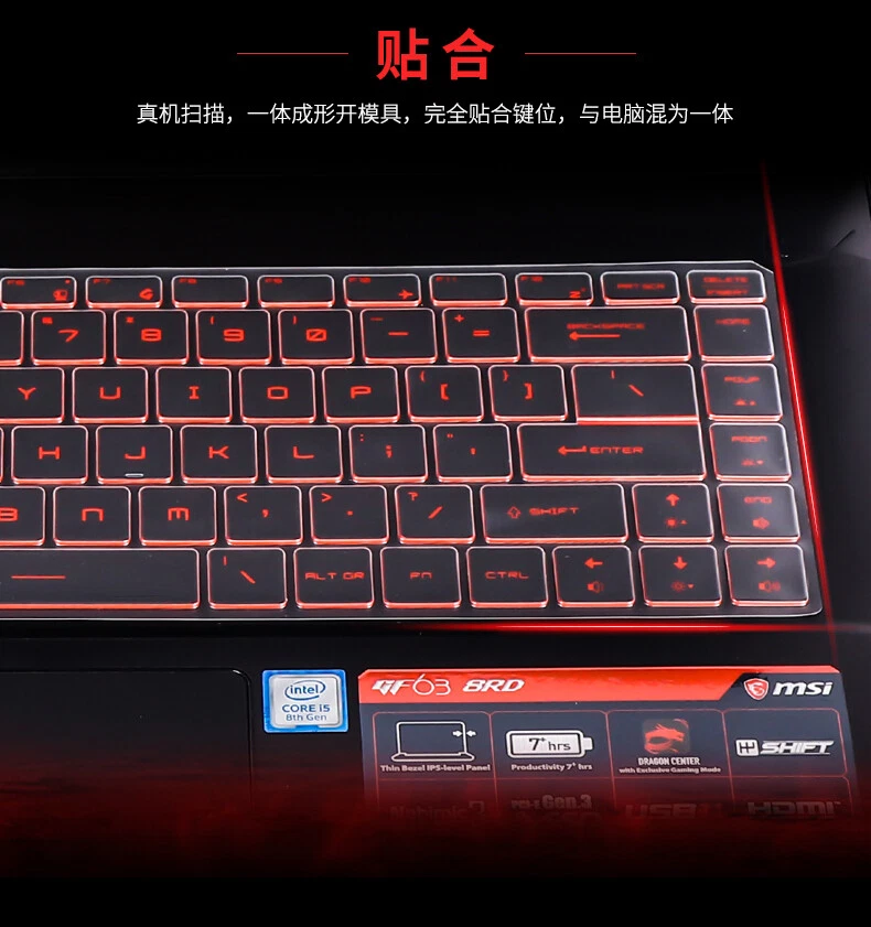 Transparent TPU Keyboard Protector Guard for MSI GF63 GS65 P65 PS42 PS63 GF65 - Image 4 of 4