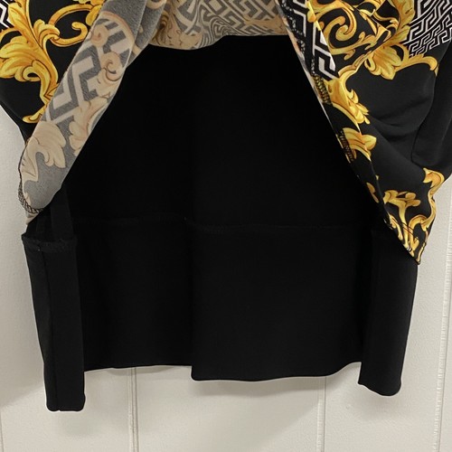 Joseph Ribkoff Skirt Womens 4 Black Gold Stretch Pencil Knit Slinky Overlay - Picture 6 of 9