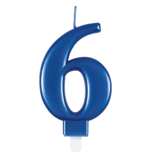 Metallic Royal Blue Number Age 0 to 9 Birthday Candle 8cm - Picture 9 of 12
