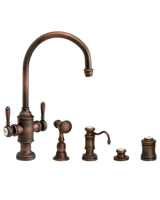 Waterstone 8030 4 Orb Hampton Two Handle Kitchen Faucet 4pc