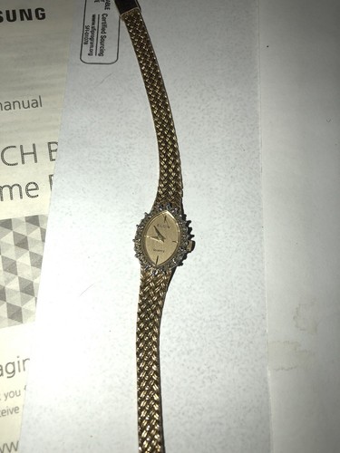 Vintage Elgin Diamond Quartz Watch Ladies Goldtone Color - New Battery - Picture 2 of 4