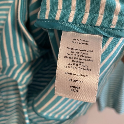 Talbots Blazer Jacke Damen M zierlich gestreift Knopfleiste Baumwolle Stretch blau - Bild 6 von 10