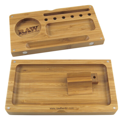 1x RAW Rolling Tray Bambus Magnetische Flip-Box 22 x 23,5 x 2 cm