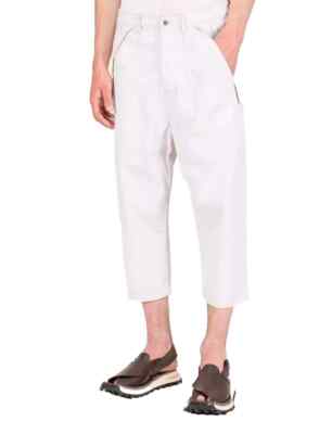 Rick Owens DRKSHDW Cargo Collapse Cropped Cut Pant 36 L Mens White SS 20 NWT