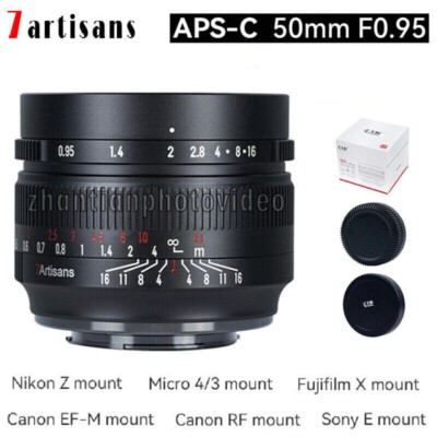 7artisans 50mm F0.95 APS-C MF Lens For Sony E Canon EOS-M RF Fuji FX Nikon Z M43