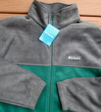COLUMBIA FLEECE JACKET, Gray & Green Granite Mountain, Men's 1XL, $65 NWT