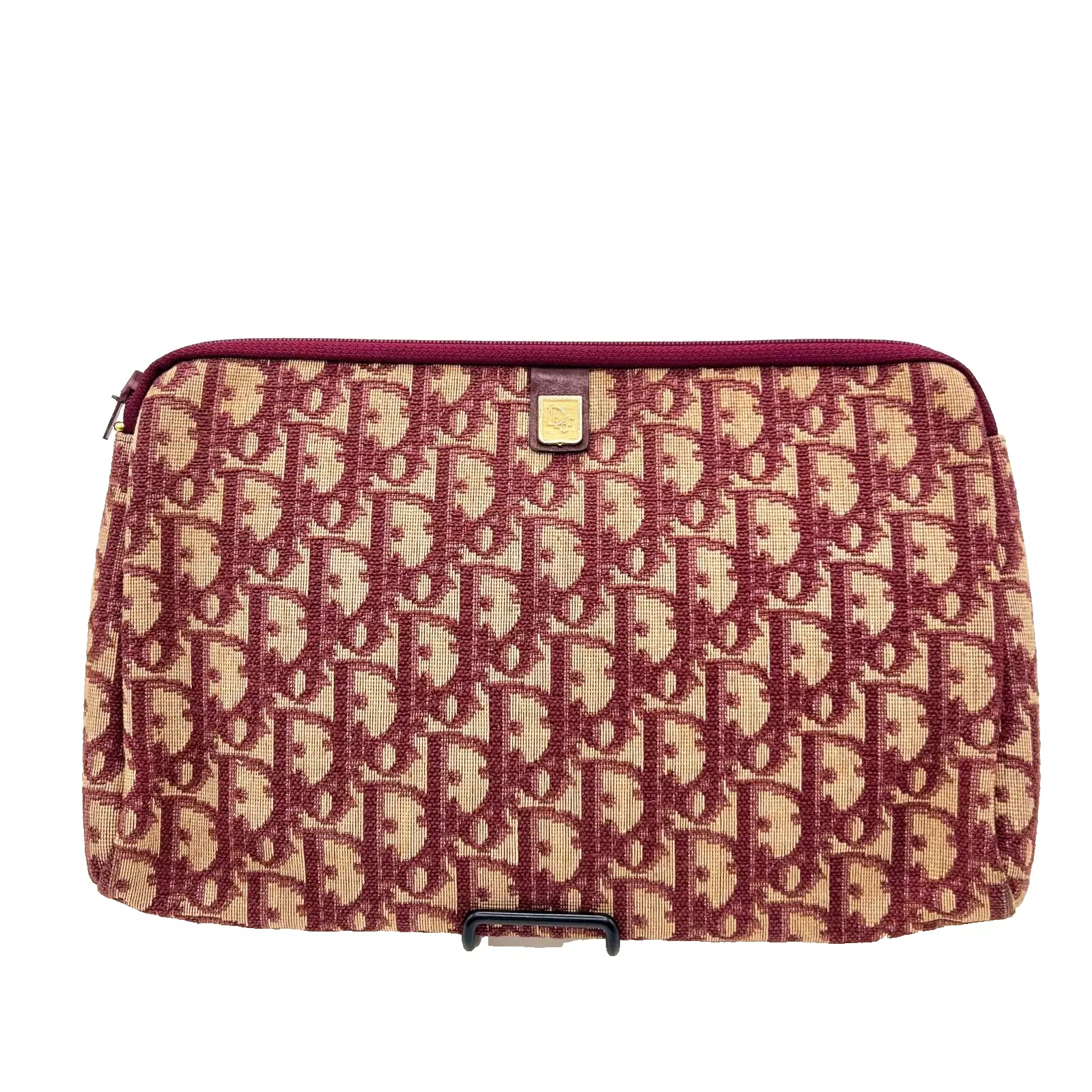 Christian Dior Trotter Pochette Pochette Toile Bordeaux Rouge Authentique #668