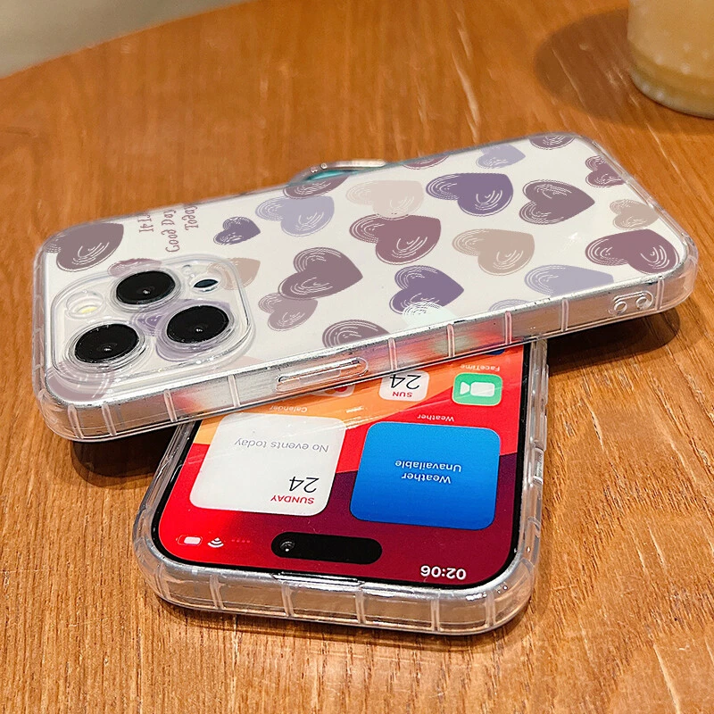 For iPhone 15 14 13 Pro Max 12 11 Heart Flower TPU Shockproof Phone Case Cover - Image 3 of 4