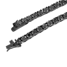 ANTI-TARNISH CZ 4mm 1 Row 925 Sterling Silver Black Finish Tennis Bracelet 7.5''