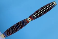 Slimline Ballpoint Pen with 3D Printed Waves in Tri-Color Silk Blue/Green/Red