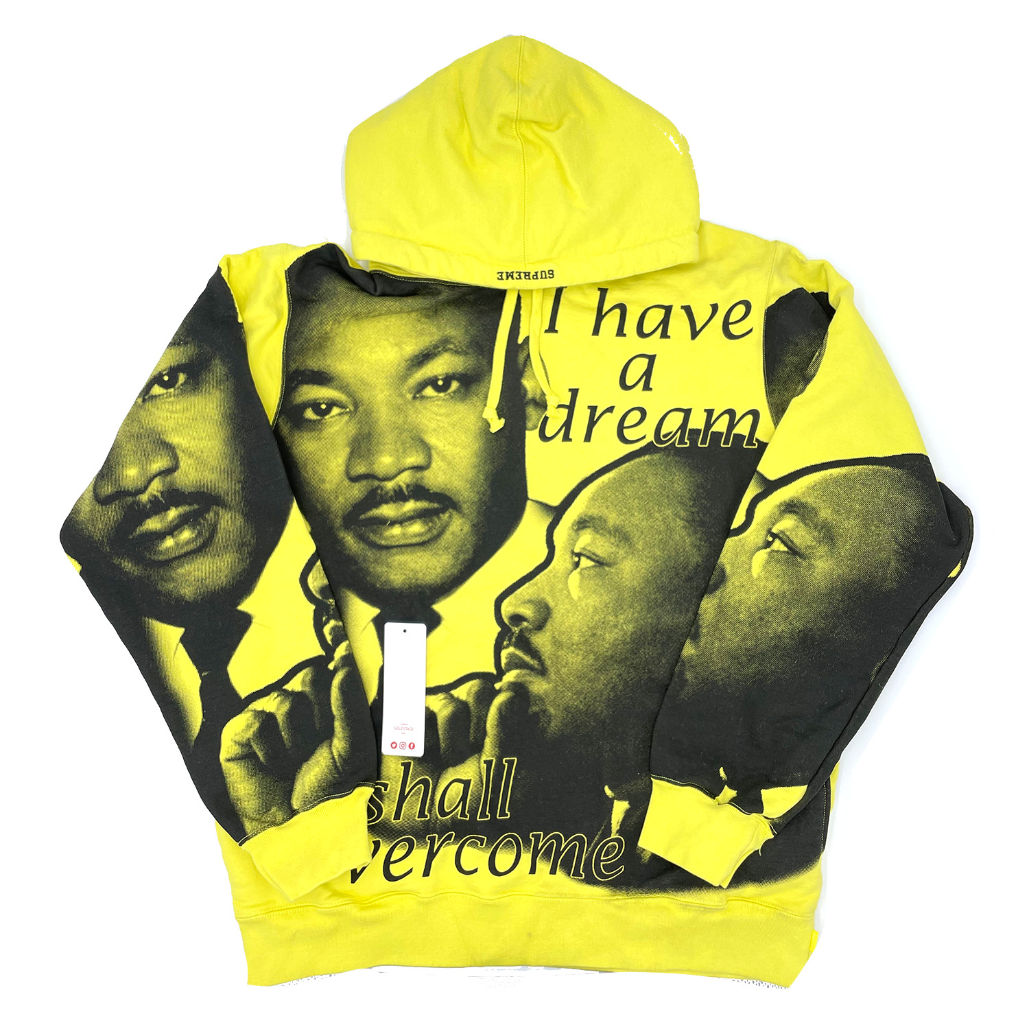 Толстовка Supreme MLK с капюшоном лимонно-желтого цвета SS18SW39 мужской размер M-L 57890₽