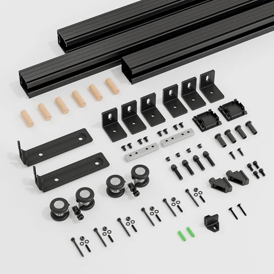 6FT/6.6FT Carbon Steel Box Rail Hardware Sliding Barn Door Track Wall Mount Kit, - Изображение 4 из 4