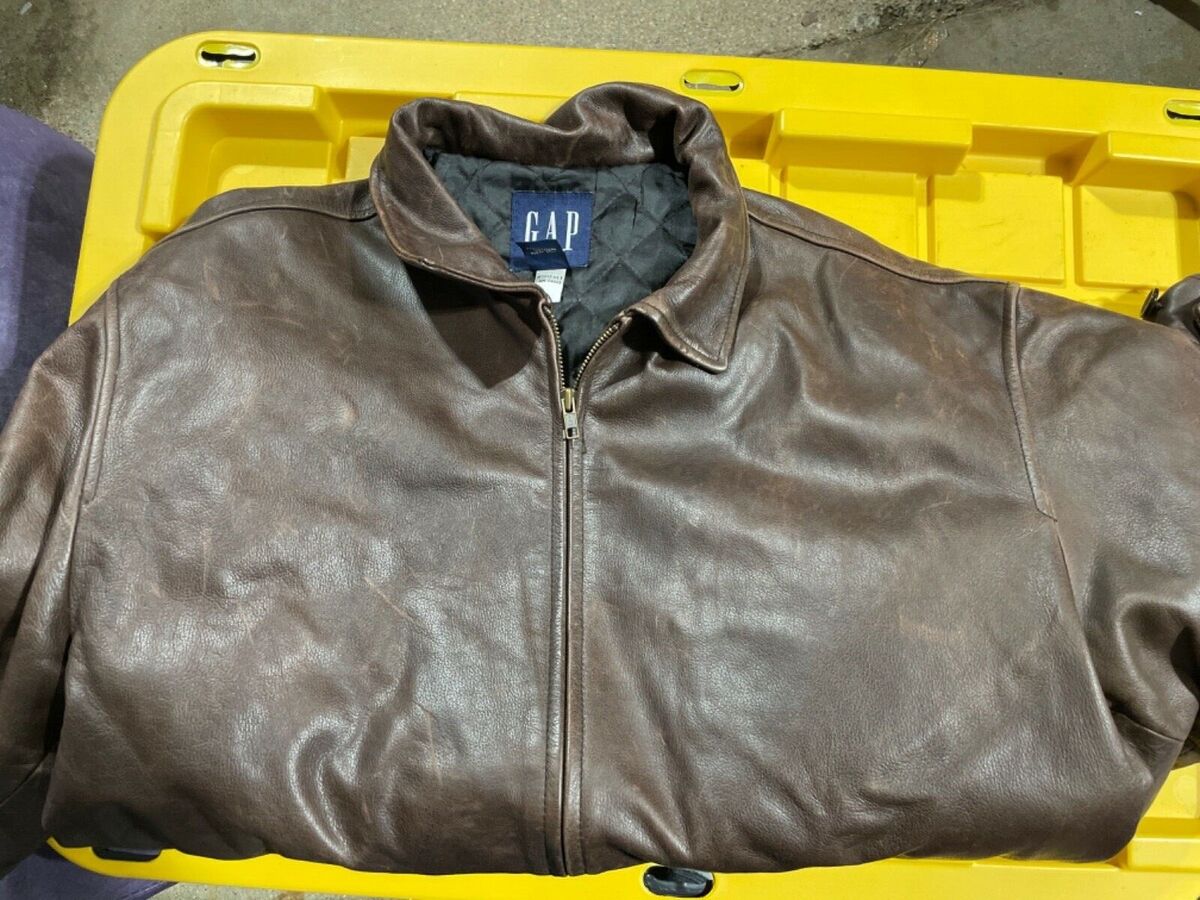 GAP Brown Leather Zip Bomber Motorcycle Jacket 🧥Coat GAP Brown Leather Zip Bomber Motorcycle Jacket 🧥Coat