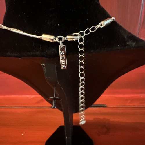 White House Black Market Necklace Silver 2 Strand CRYSTAL/RESIN 10.25” Reverse - Picture 2 of 5