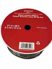 Celebrate It Wired Jumbo Ribbon 2 1/2" 80 ft Black Plaid Christmas NEW