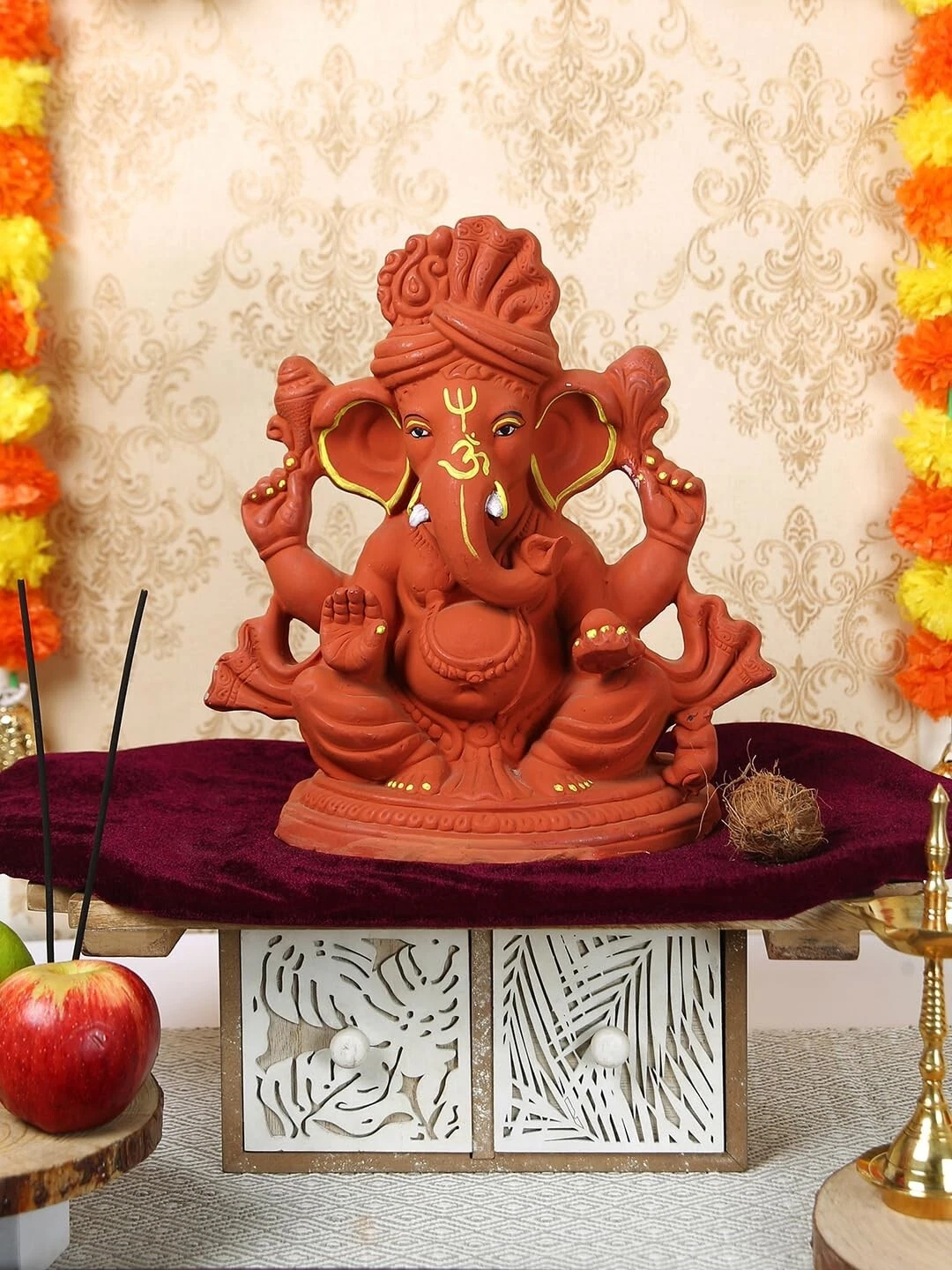 Terracotta Clay Mitti Ganesha Idol Murti Statue Handcrafted Decorative Item