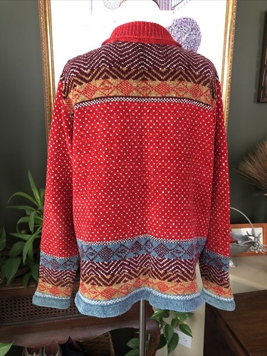 Vintage All Points by Reference Point Chenille Zip Cardigan Sweater XL - Picture 3 of 5