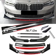 Front Bumper Lip Spoiler/ Body Kit+Side Skirt black-Red For BMW 525i 530i 540i S
