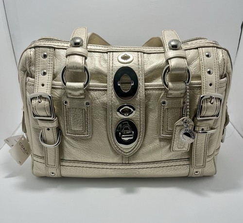 BRAND NEW COACH W TAGS Ltd Ed LILY PLATINUM LEATHER MED LEGACY SHOPPER TOTE BAG - Picture 2 of 21