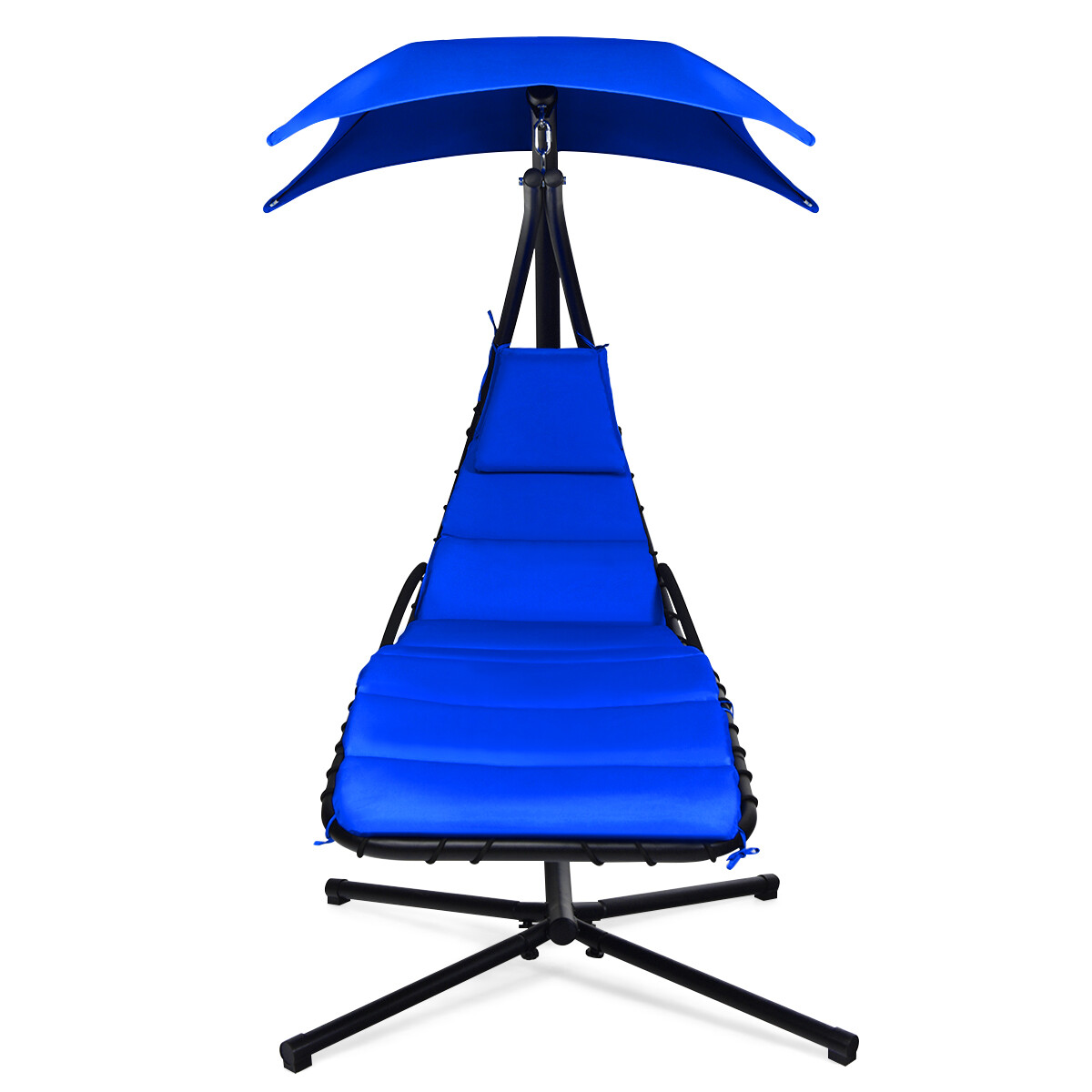 Hanging Chaise Lounger Swing Chair Hammock Chair w/ Pillow Canopy Stand Navy