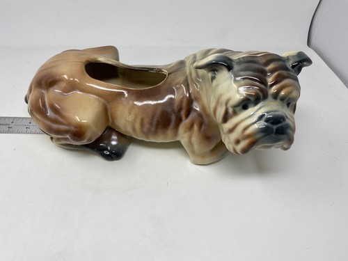 Vintage MCM Ceramic Glazed Pottery Bulldog Planter 14" Long X 8" Wide X 6.5 Tall - Picture 9 of 14