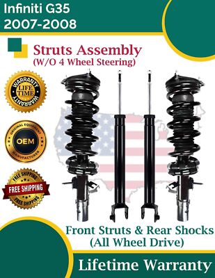 OE Front Struts & Rear Shocks For 2007-2008 Infiniti G35 4X4 Lifetime Warranty