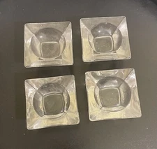 Open Vintage Salt Cellars, Set Of 4 Antique 2X2 Crystal Clear Polished