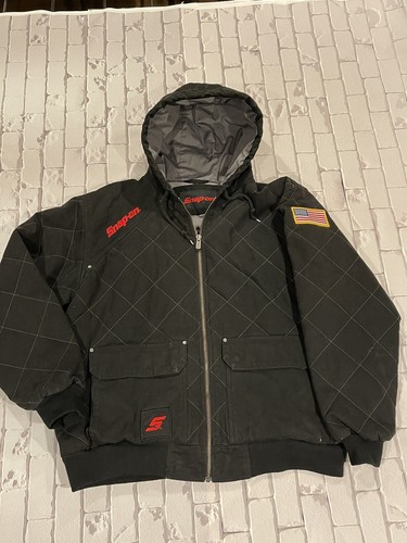 Black Coat Zip Up Jacket Hooded XL 