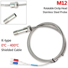 M12 Rotatable Circlip Head Temperature Sensor K-type Thermocouple Probe Cable