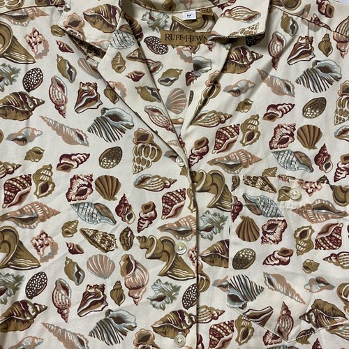 VTG Seashell Button Shirt Women's M 90s 80s Pocket USA Ruff Hewn Hawaiian Fun - Picture 5 of 11