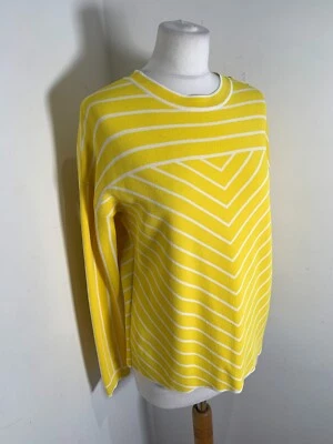 Karen Millen Breton stripe knit jumper top S VGC yellow nautical classic boxy - Image 1 of 4