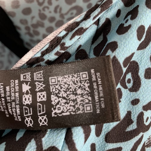 ASOS Design Jumpsuit UK 12 V Blue Animal Leopard Print NWOT Flare Sleeve - Picture 11 of 11